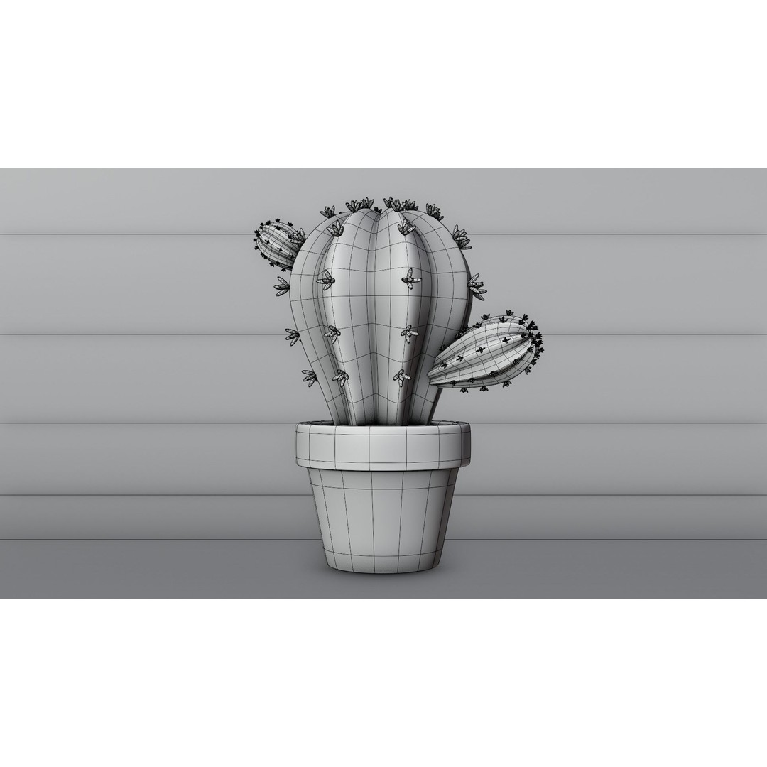 Stylized Potted Cactus 3D Model – Low Poly Game Asset, Blender & FBX - View 4