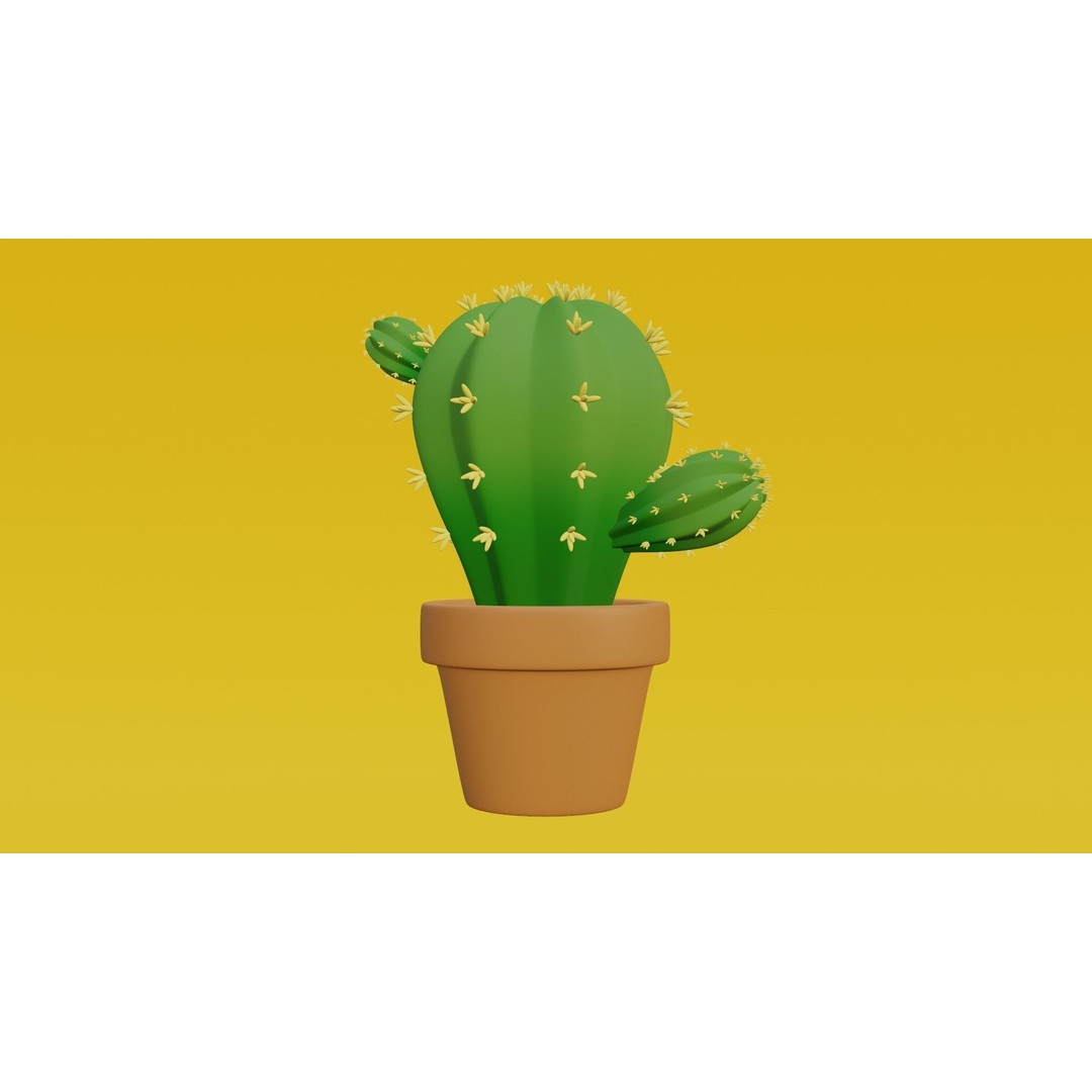 Stylized Potted Cactus 3D Model – Low Poly Game Asset, Blender & FBX - View 6