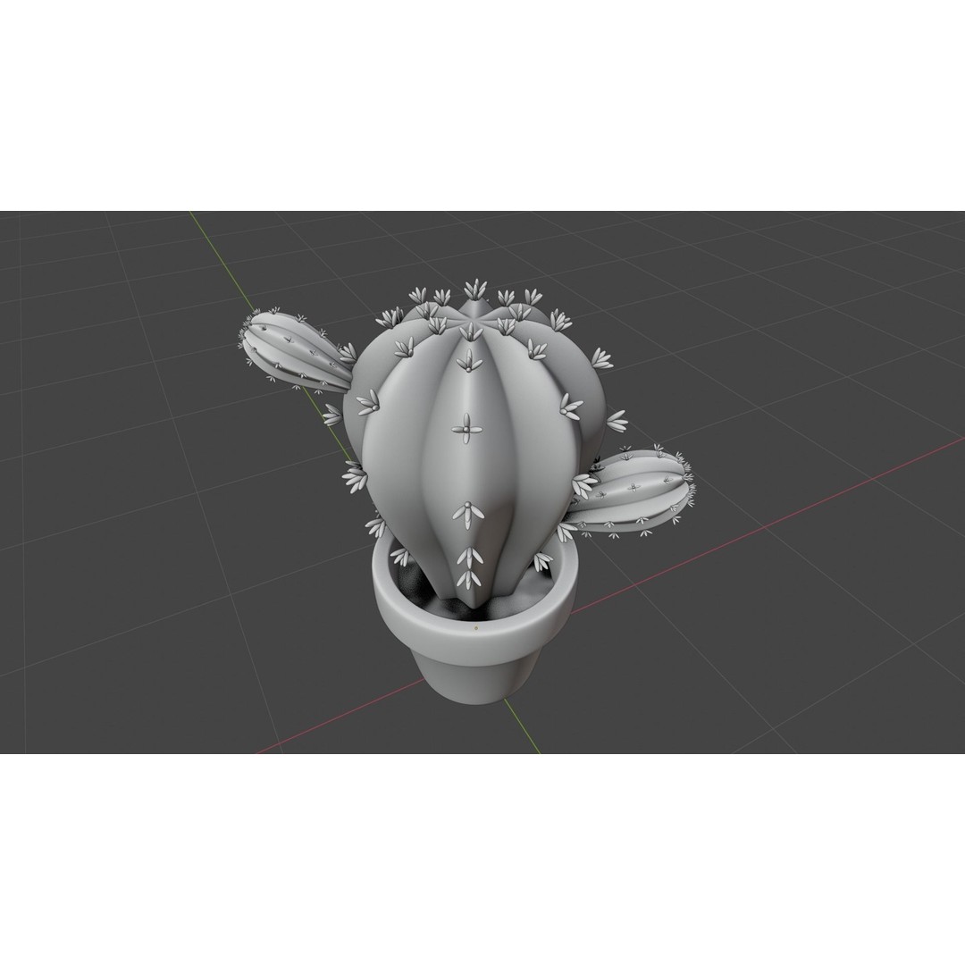 Stylized Potted Cactus 3D Model – Low Poly Game Asset, Blender & FBX - View 7