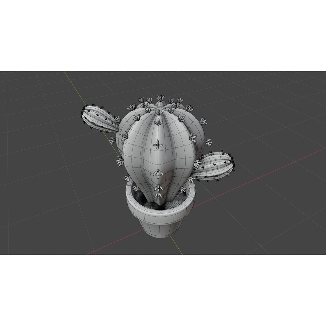 Stylized Potted Cactus 3D Model – Low Poly Game Asset, Blender & FBX - View 8