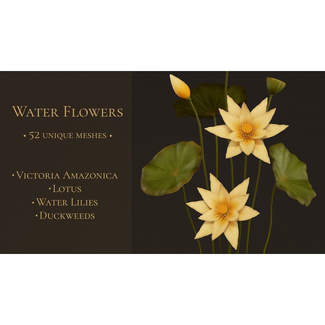 Water Plants 3D Model – Low Poly Vegetation Pack for Unity & Unreal - View 9