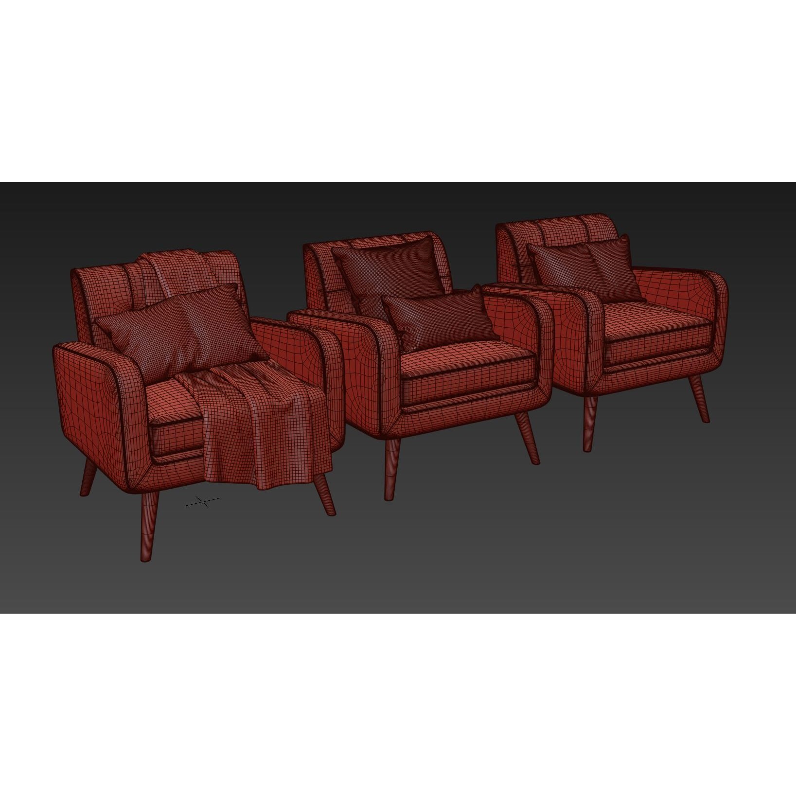 Almeda Upholstered Armchair - Game-Ready 3D Model - View 11