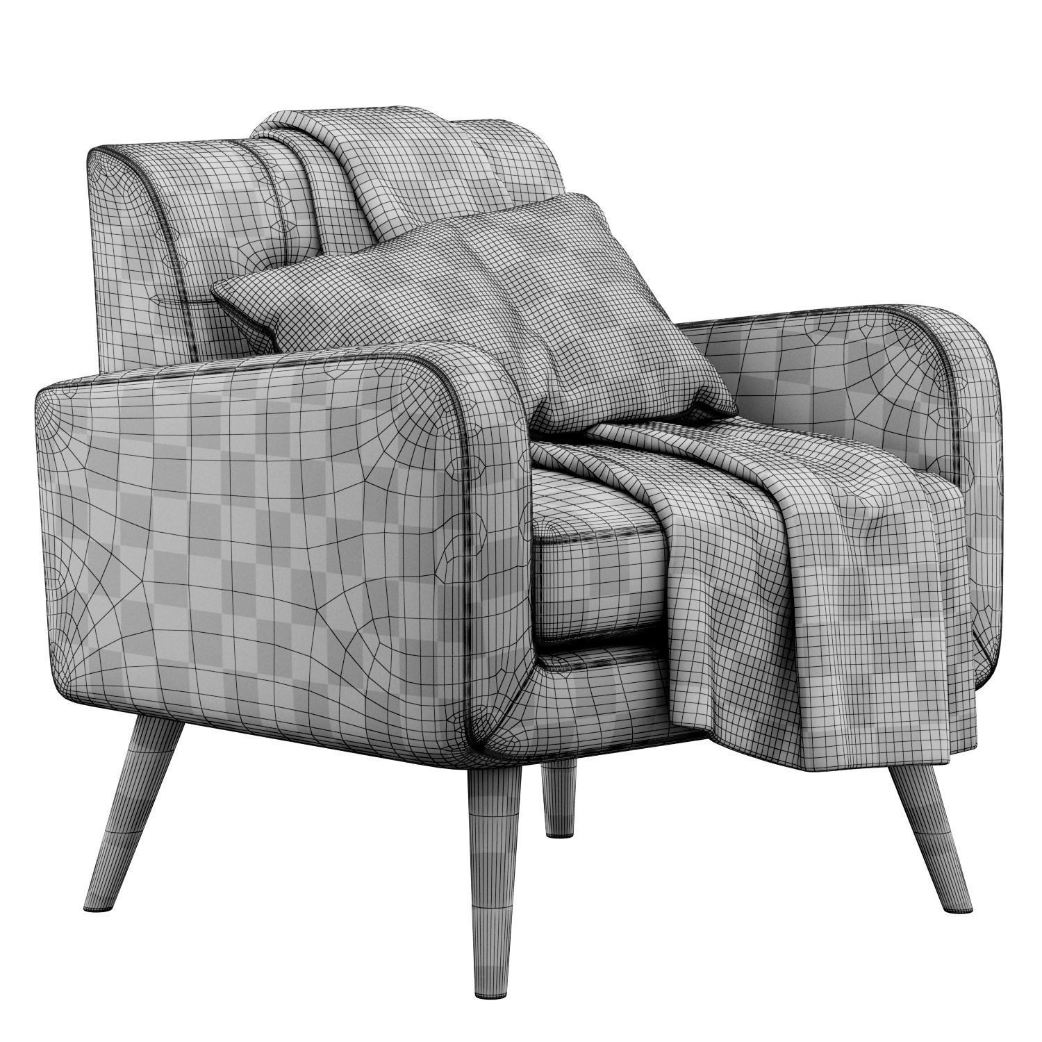 Almeda Upholstered Armchair - Game-Ready 3D Model - View 5