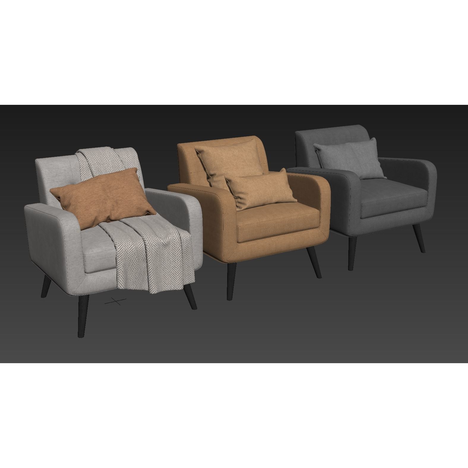 Almeda Upholstered Armchair - Game-Ready 3D Model - View 9