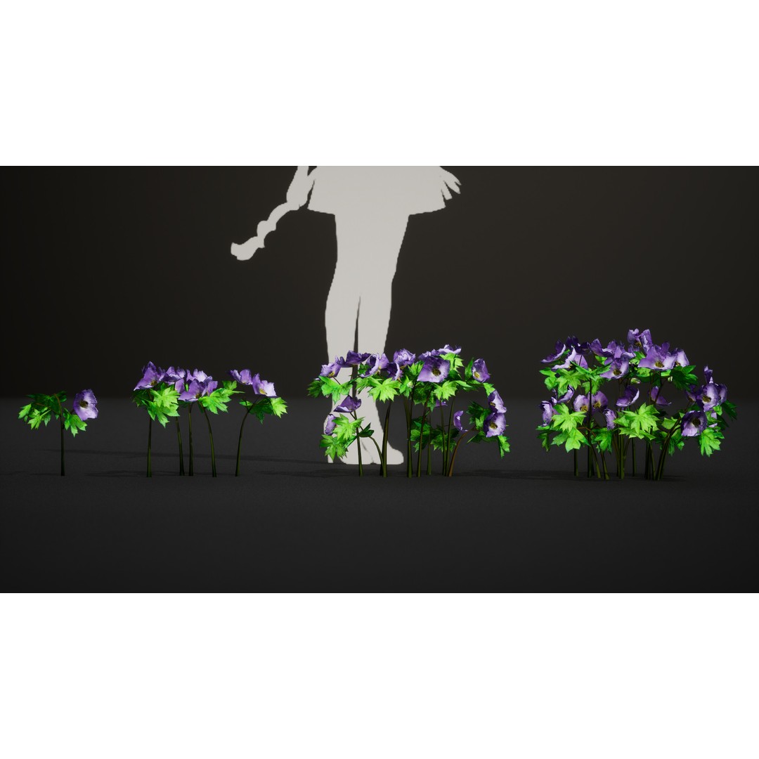 Wood Poppy Flower Tree 3D Model – Low Poly PBR Plant Asset, FBX, OBJ - View 5