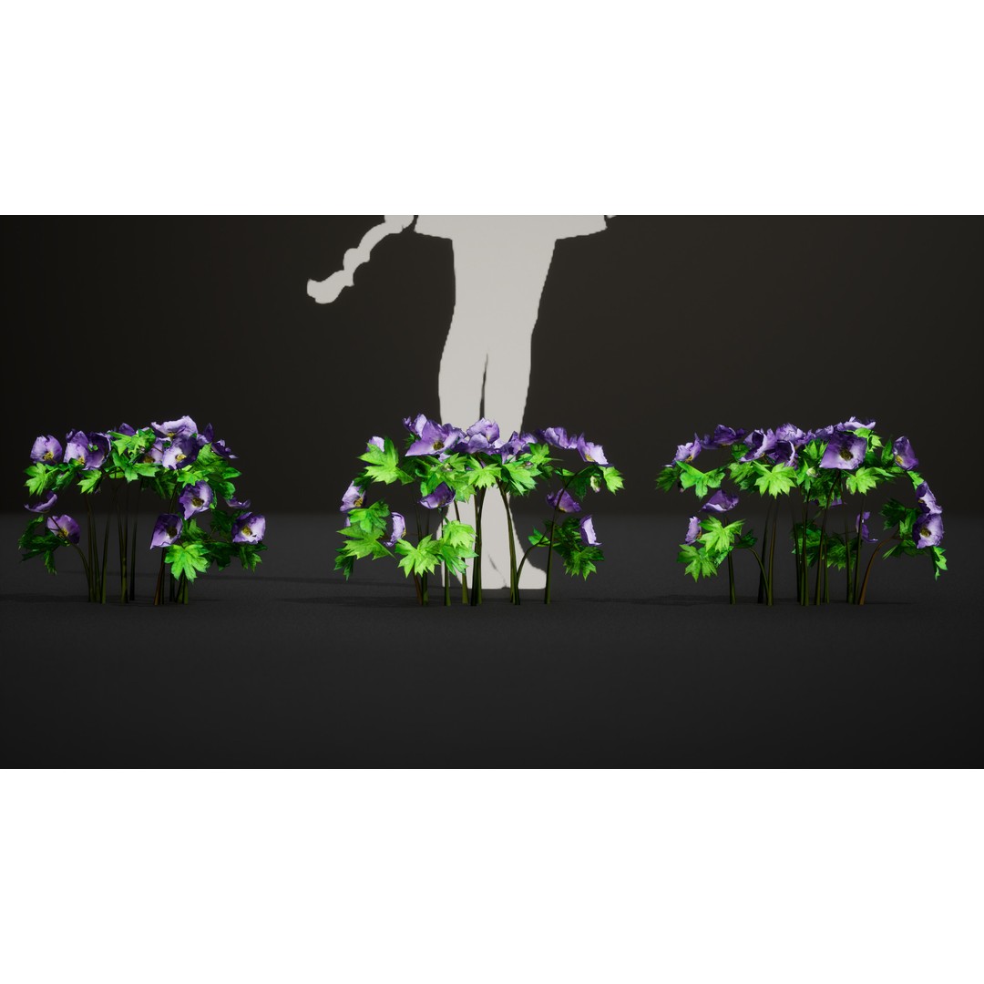 Wood Poppy Flower Tree 3D Model – Low Poly PBR Plant Asset, FBX, OBJ - View 8