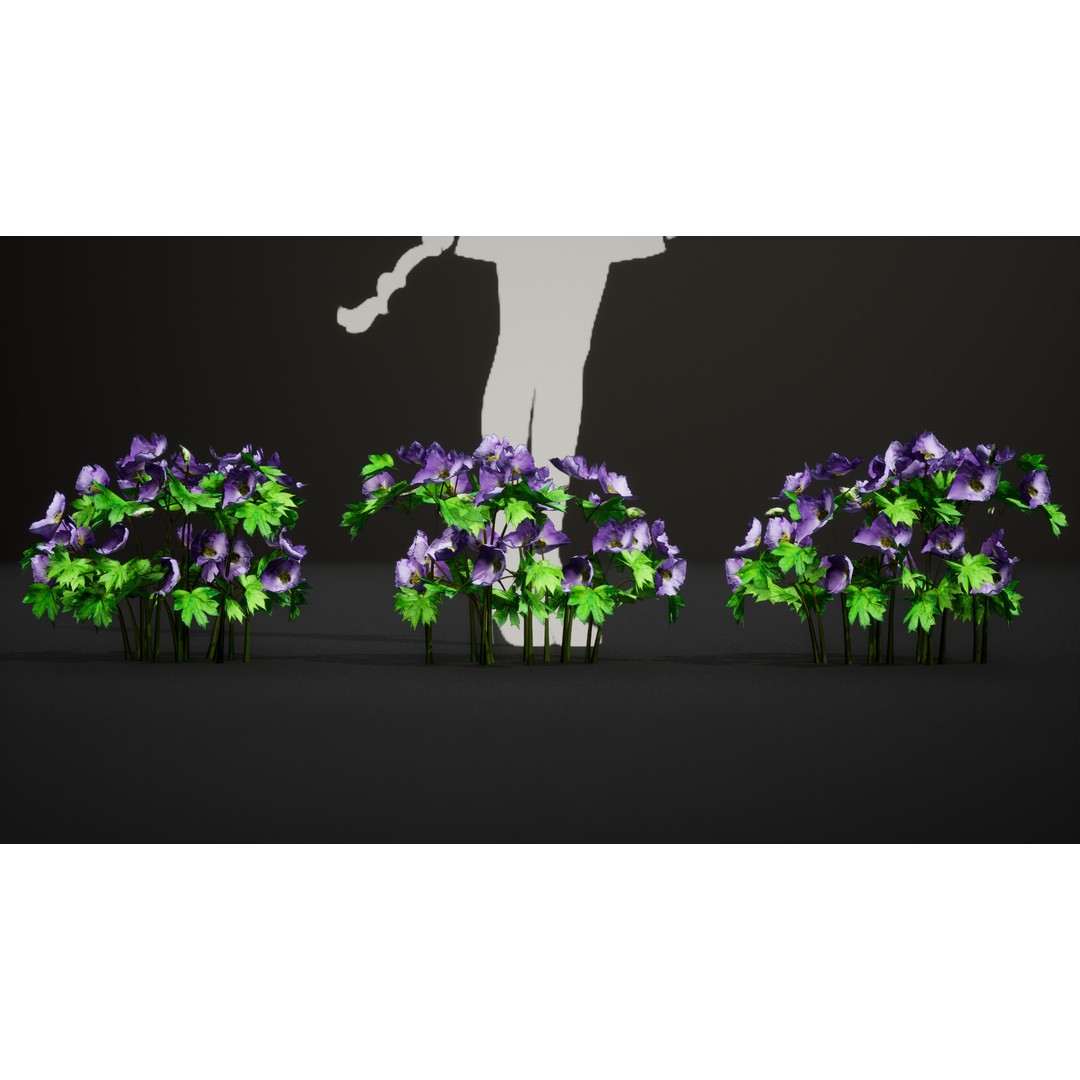 Wood Poppy Flower Tree 3D Model – Low Poly PBR Plant Asset, FBX, OBJ - View 9