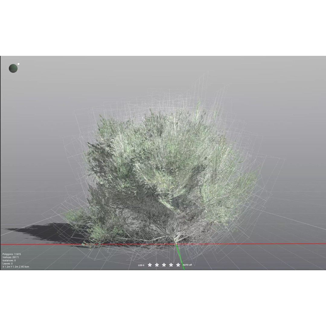 Green Rabbitbrush 3D Model – Low Poly Plant Asset, FBX, PBR - View 38