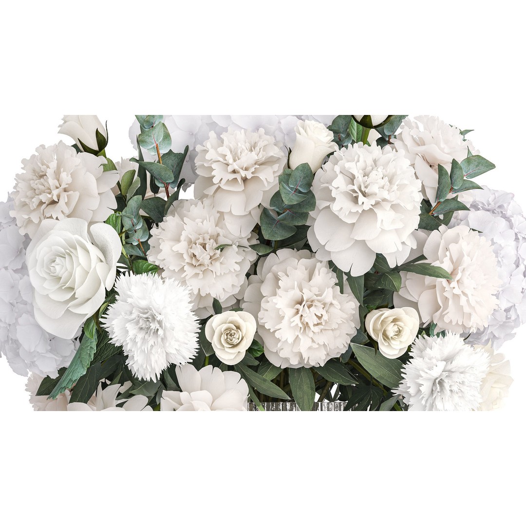 Bouquet of White Flowers 3D Model – Modern Vase Decor, FBX - View 5
