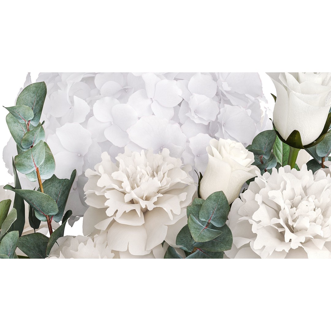 Bouquet of White Flowers 3D Model – Modern Vase Decor, FBX - View 7