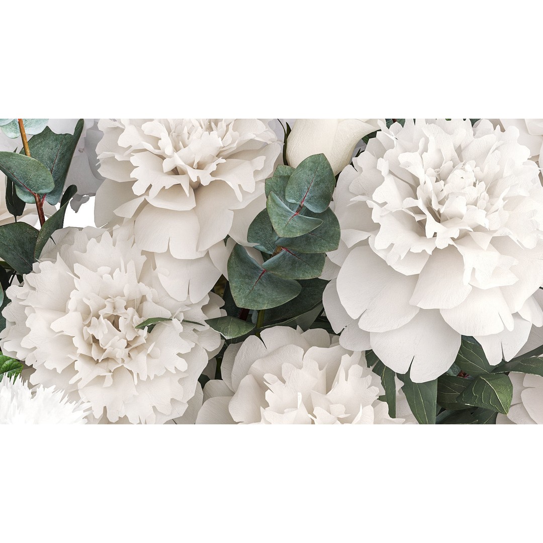 Bouquet of White Flowers 3D Model – Modern Vase Decor, FBX - View 8