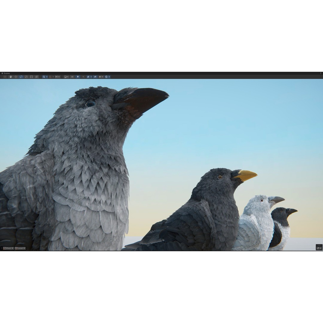 Ravens and Crows 3D Model – Low Poly Rigged Animated Asset, FBX - View 10
