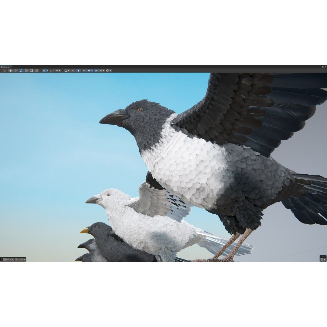 Ravens and Crows 3D Model – Low Poly Rigged Animated Asset, FBX - View 13
