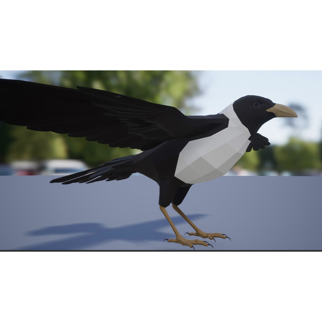 Ravens and Crows 3D Model – Low Poly Rigged Animated Asset, FBX - View 15