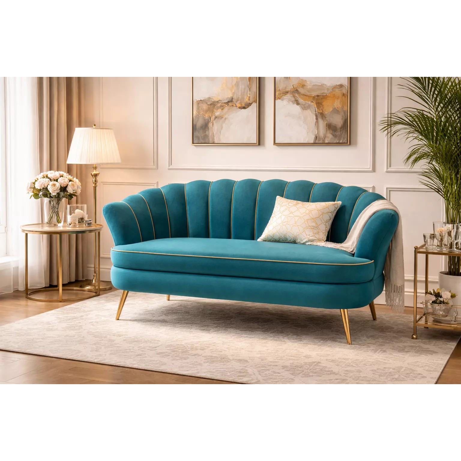 Elegant Modern Curved Sofa - Game-Ready 3D Model - View 2