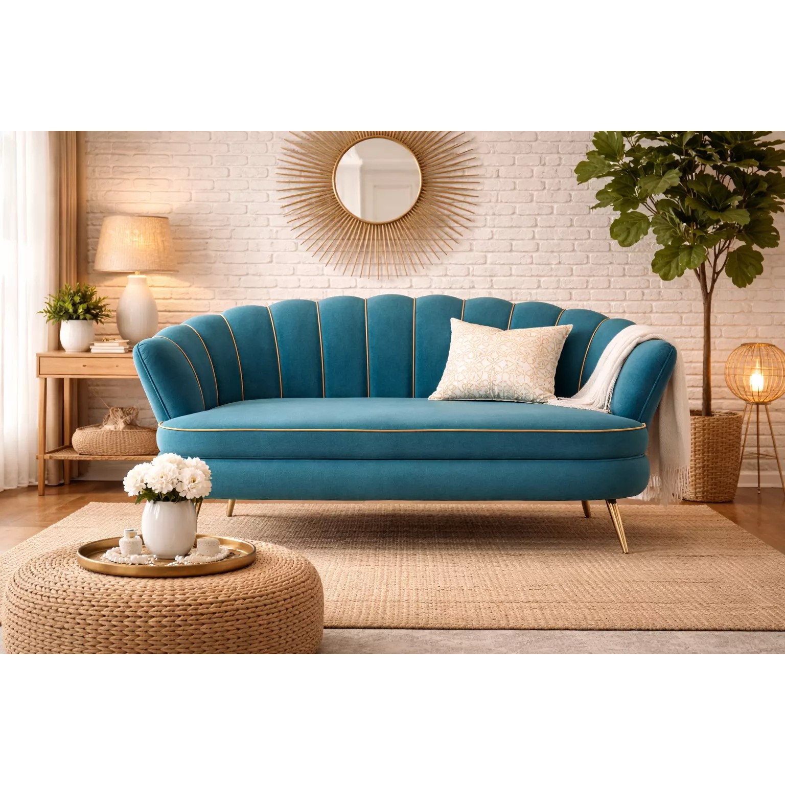 Elegant Modern Curved Sofa - Game-Ready 3D Model - View 3