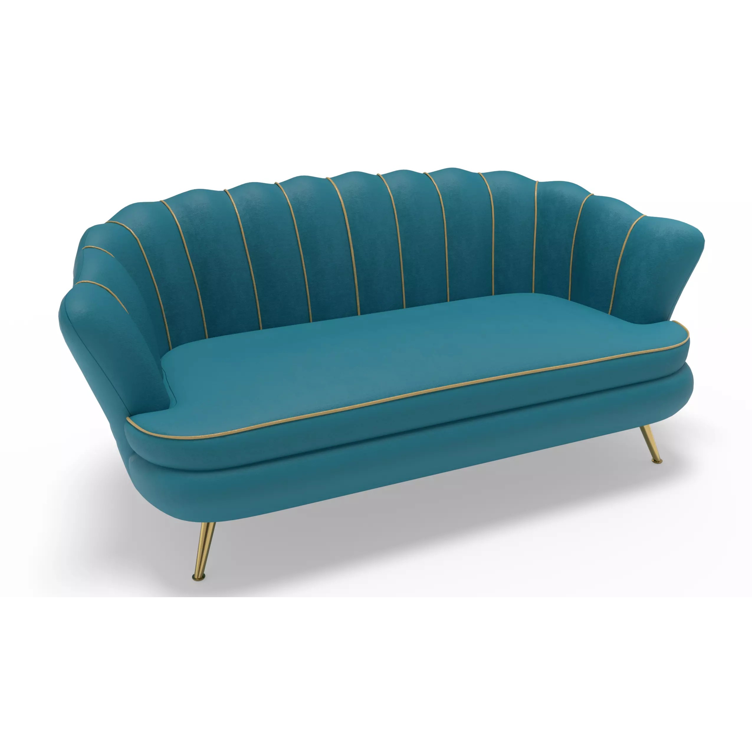 Elegant Modern Curved Sofa - Game-Ready 3D Model - View 4