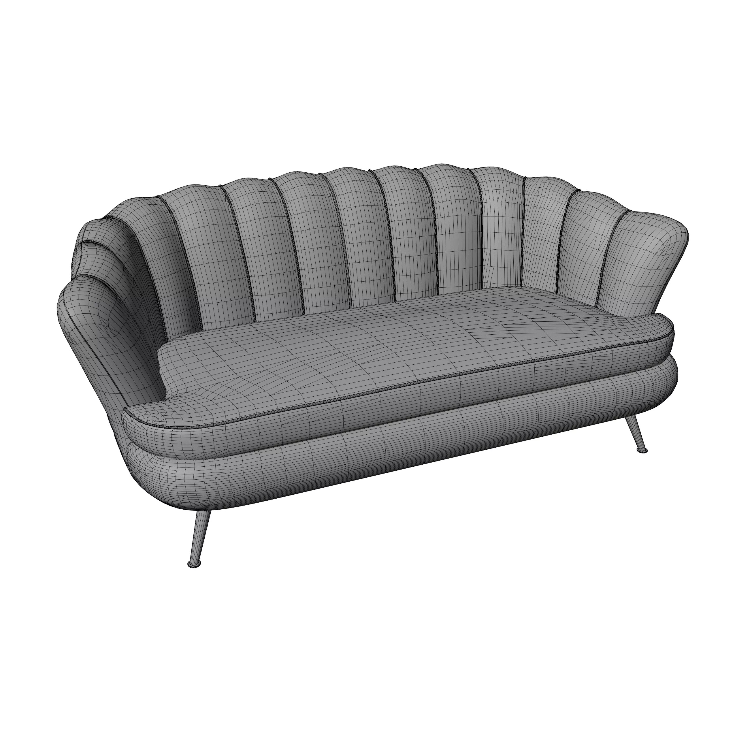 Elegant Modern Curved Sofa - Game-Ready 3D Model - View 5