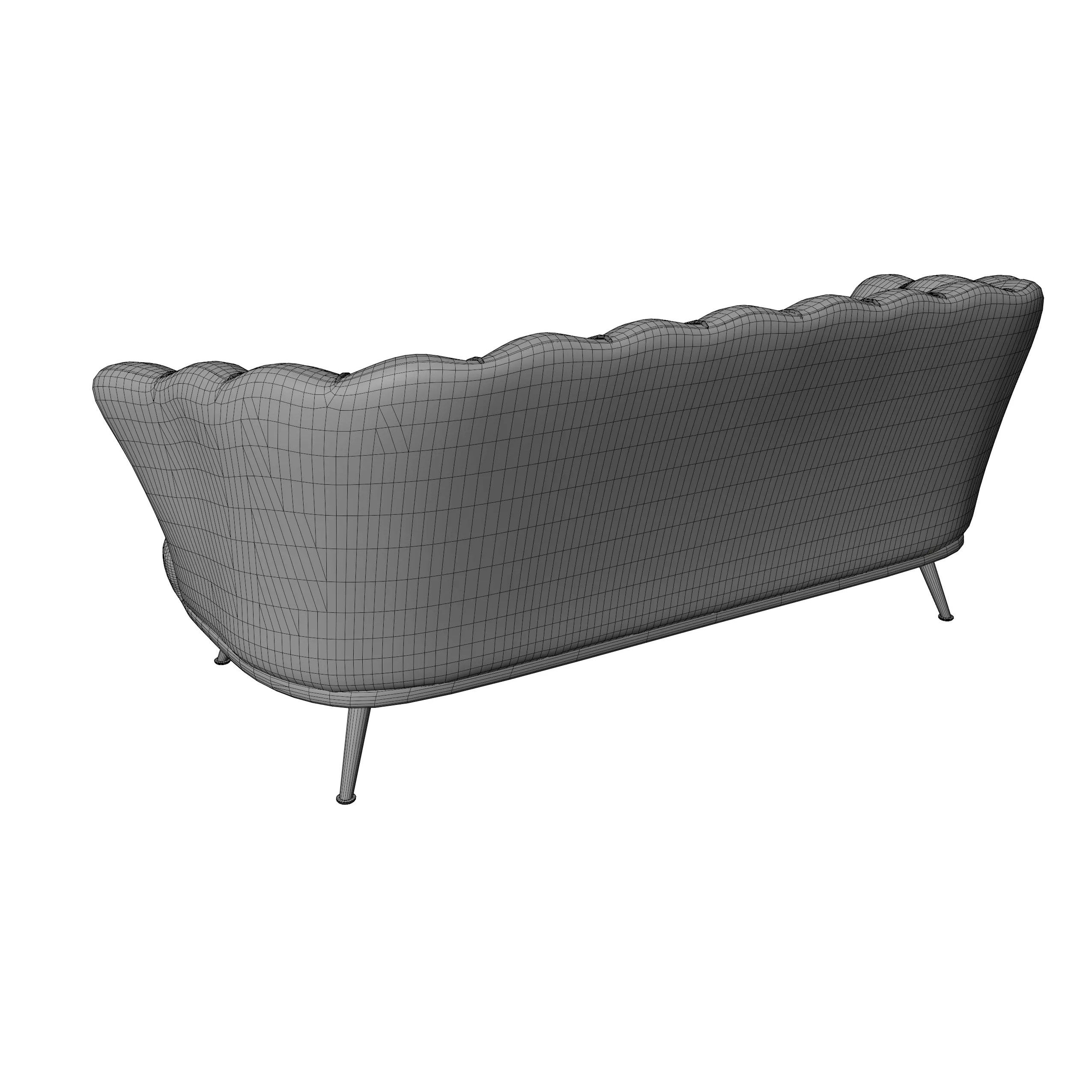 Elegant Modern Curved Sofa - Game-Ready 3D Model - View 7