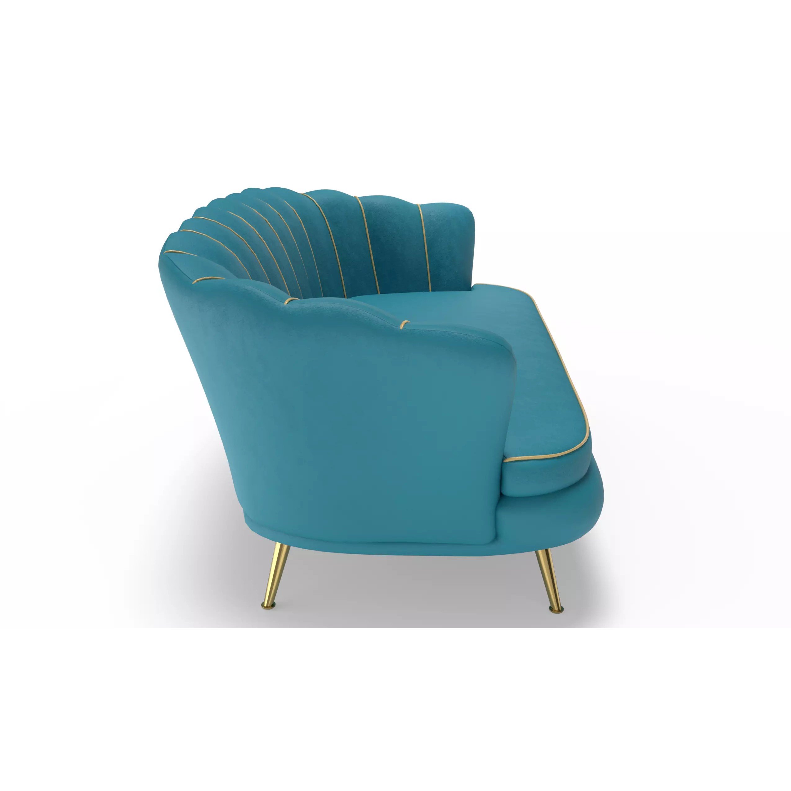 Elegant Modern Curved Sofa - Game-Ready 3D Model - View 9