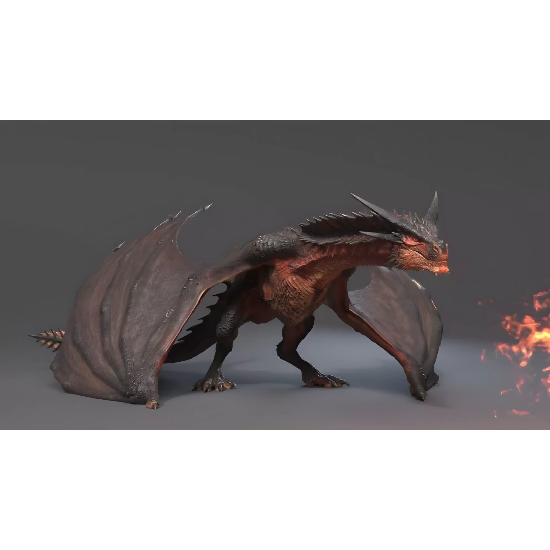 Dragon 3D Model – Animated Low-Poly Rigged Creature, FBX - View 3