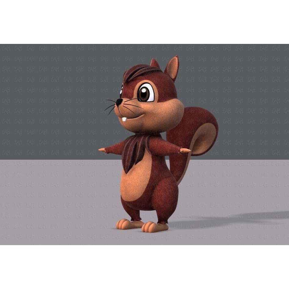 Squirrel 3D Model – Low Poly Cartoon Animal for Animation - View 10
