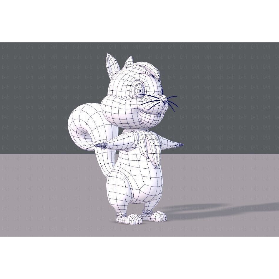 Squirrel 3D Model – Low Poly Cartoon Animal for Animation - View 12