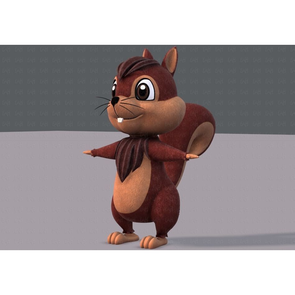 Squirrel 3D Model – Low Poly Cartoon Animal for Animation - View 35
