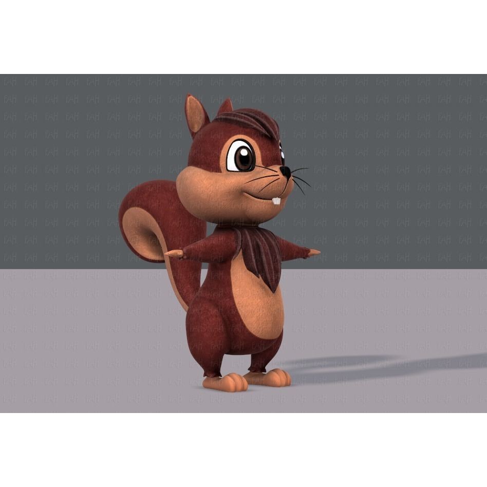 Squirrel 3D Model – Low Poly Cartoon Animal for Animation - View 4