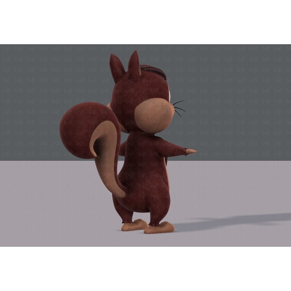 Squirrel 3D Model – Low Poly Cartoon Animal for Animation - View 6