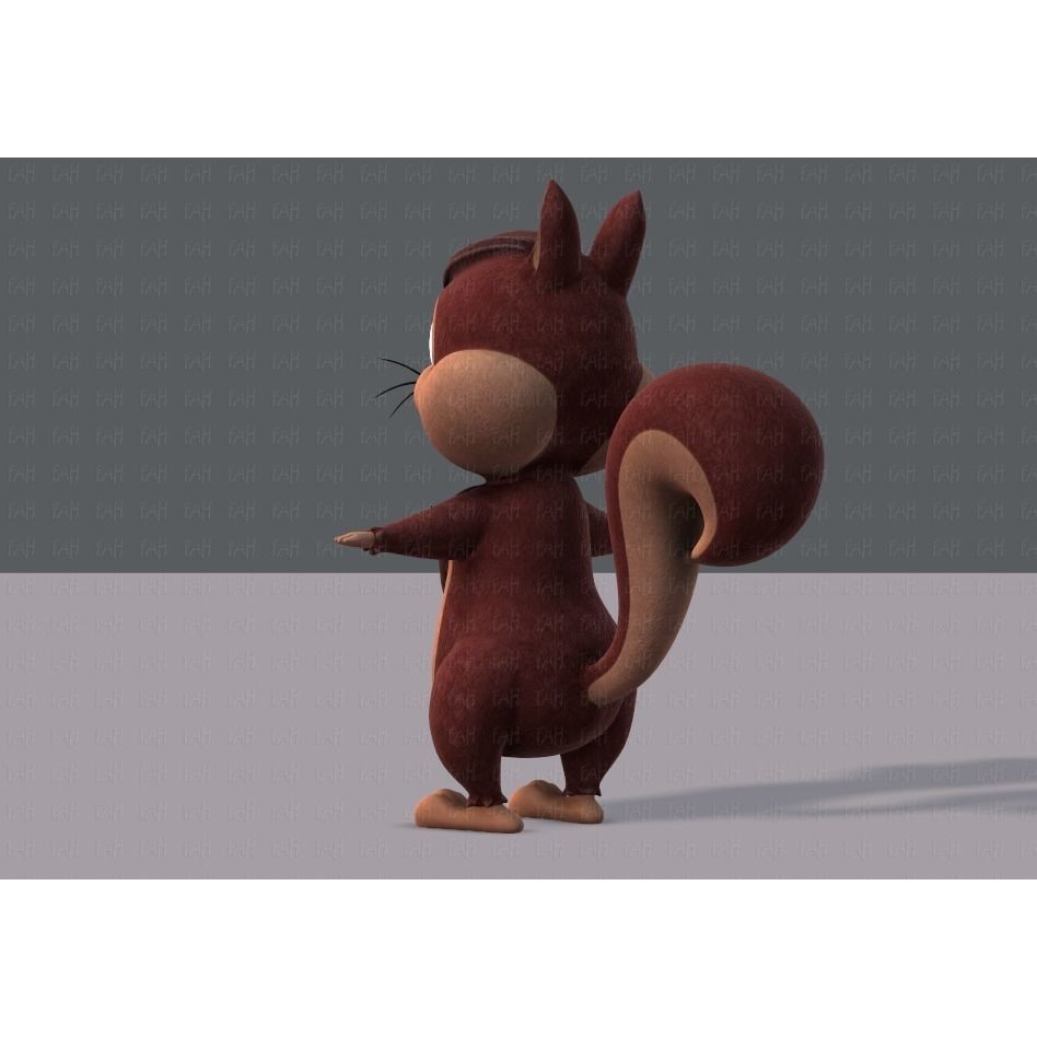 Squirrel 3D Model – Low Poly Cartoon Animal for Animation - View 8