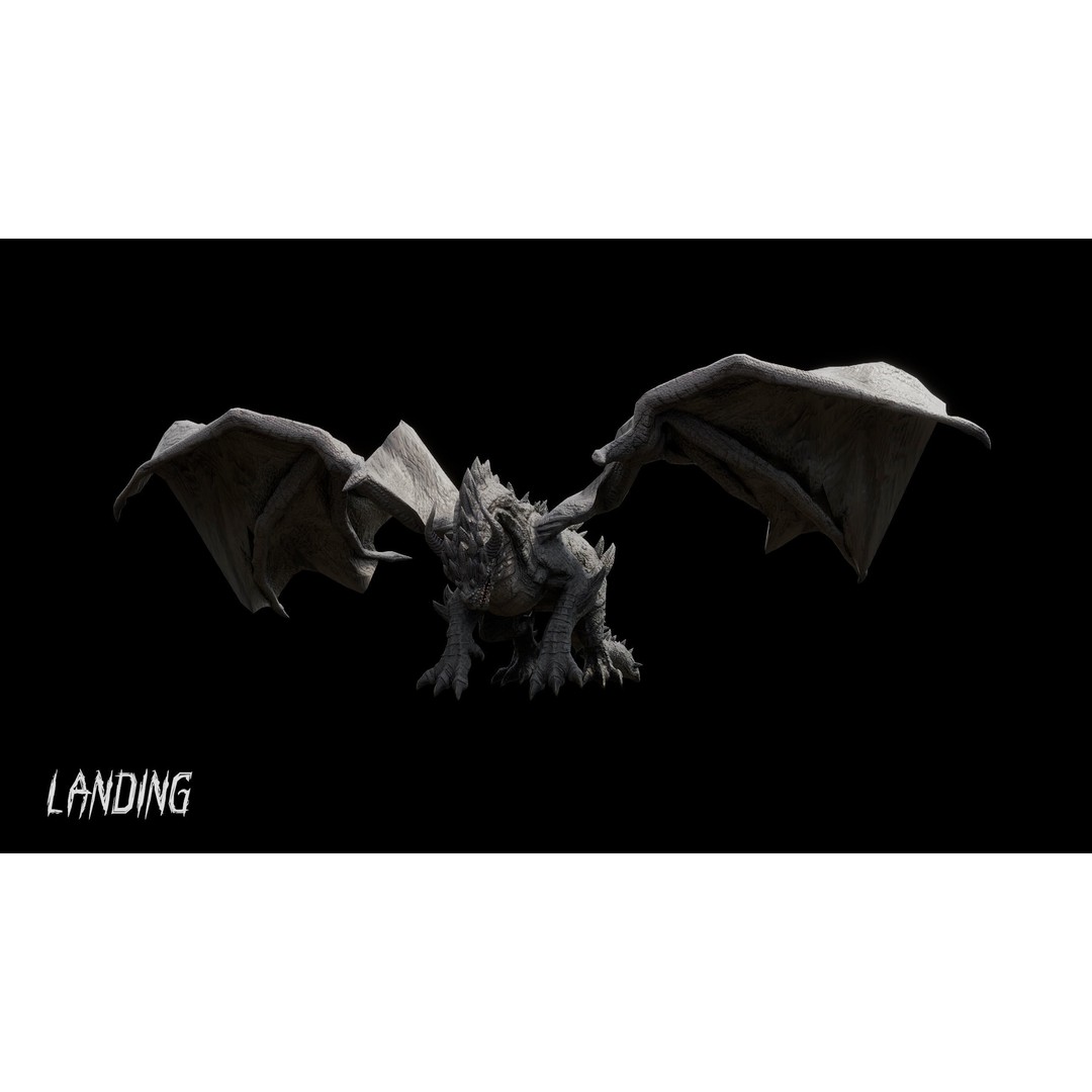 Ancient Dragon 3D Model – Low Poly Artifact Guardian, Rigged FBX