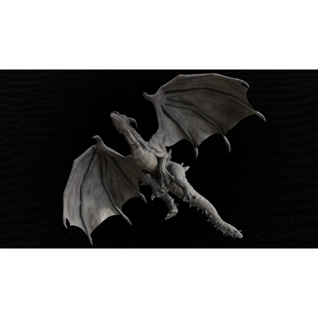 Ancient Dragon 3D Model – Low Poly Artifact Guardian, Rigged FBX - View 10