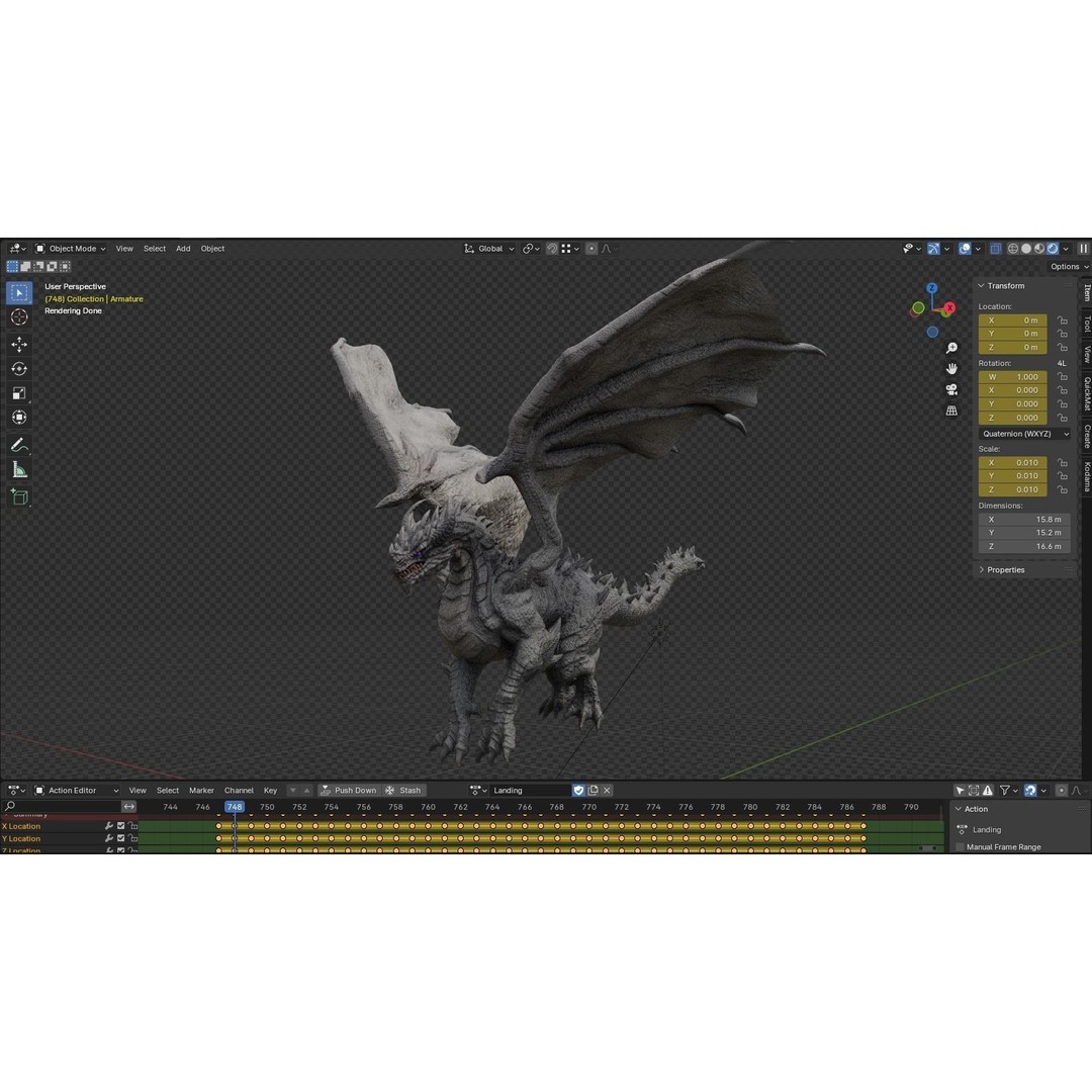 Ancient Dragon 3D Model – Low Poly Artifact Guardian, Rigged FBX - View 11