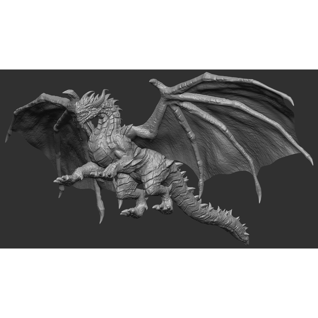 Ancient Dragon 3D Model – Low Poly Artifact Guardian, Rigged FBX - View 13