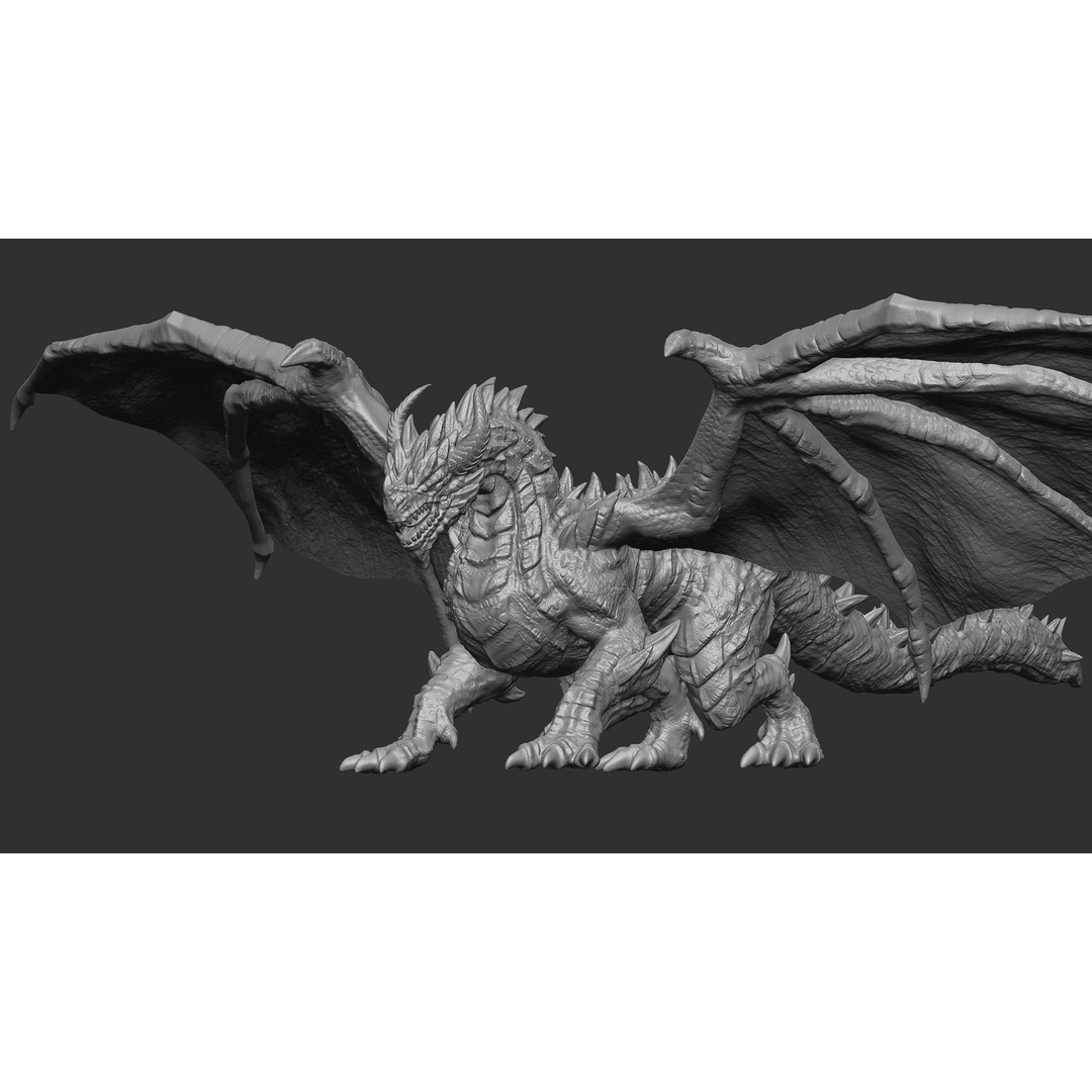 Ancient Dragon 3D Model – Low Poly Artifact Guardian, Rigged FBX - View 17