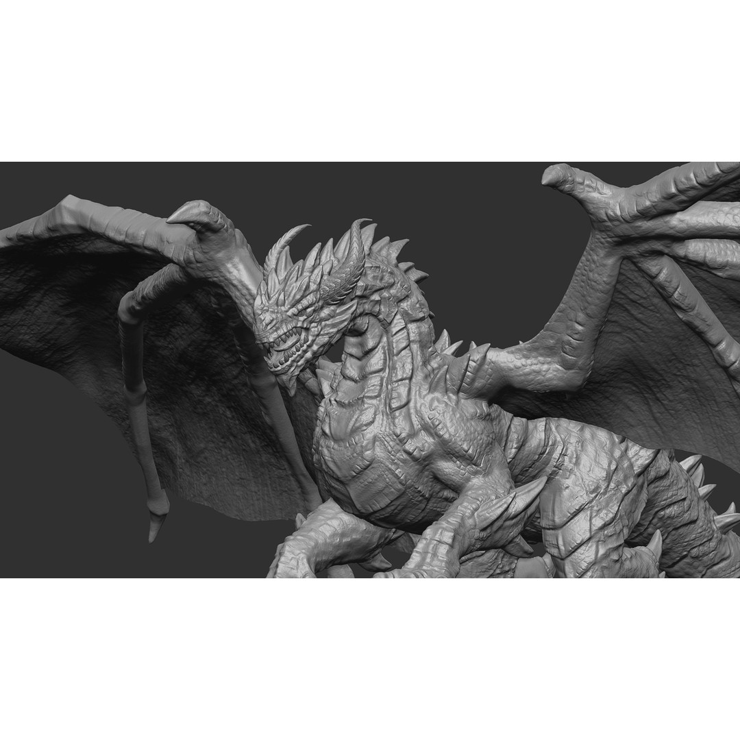 Ancient Dragon 3D Model – Low Poly Artifact Guardian, Rigged FBX - View 19