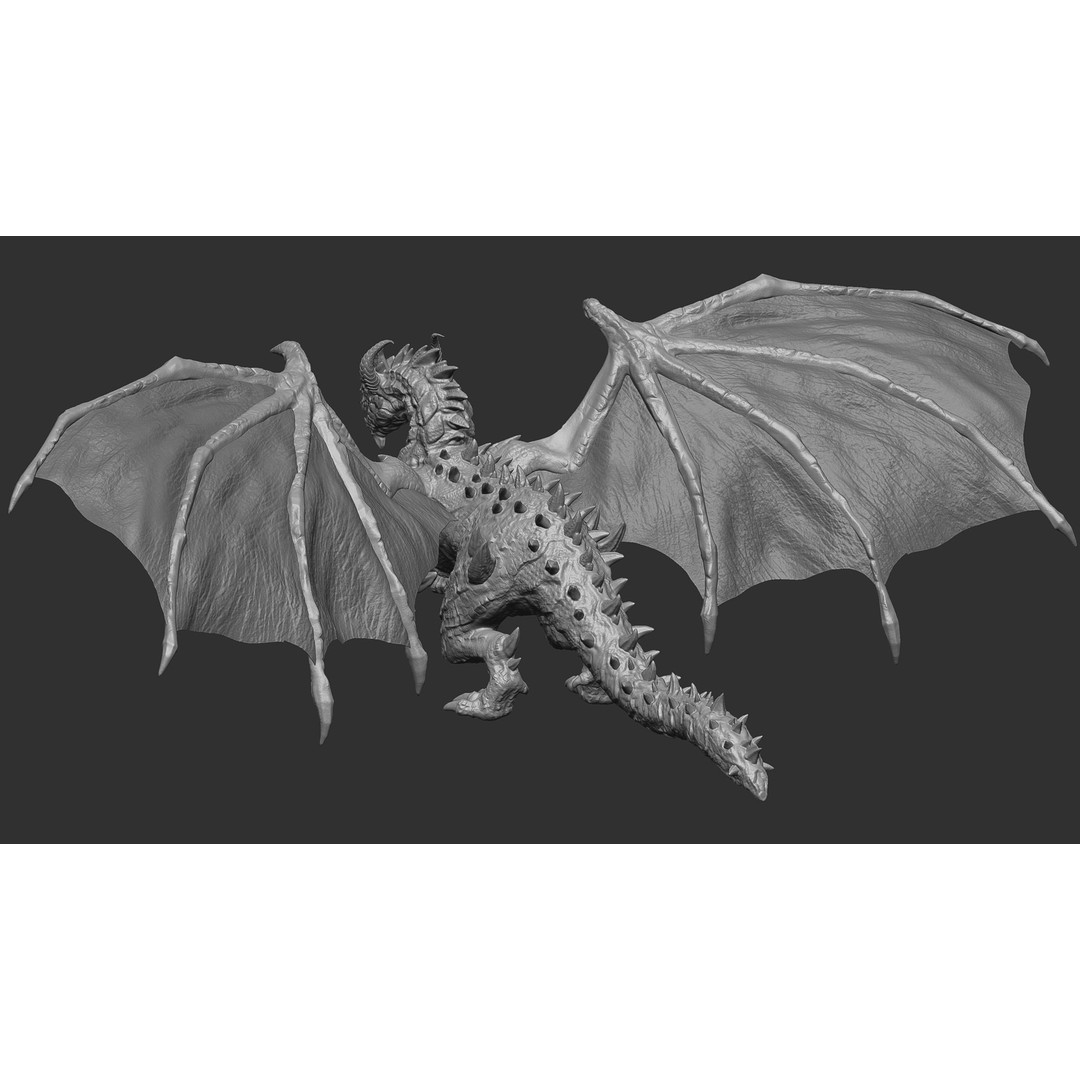 Ancient Dragon 3D Model – Low Poly Artifact Guardian, Rigged FBX - View 21