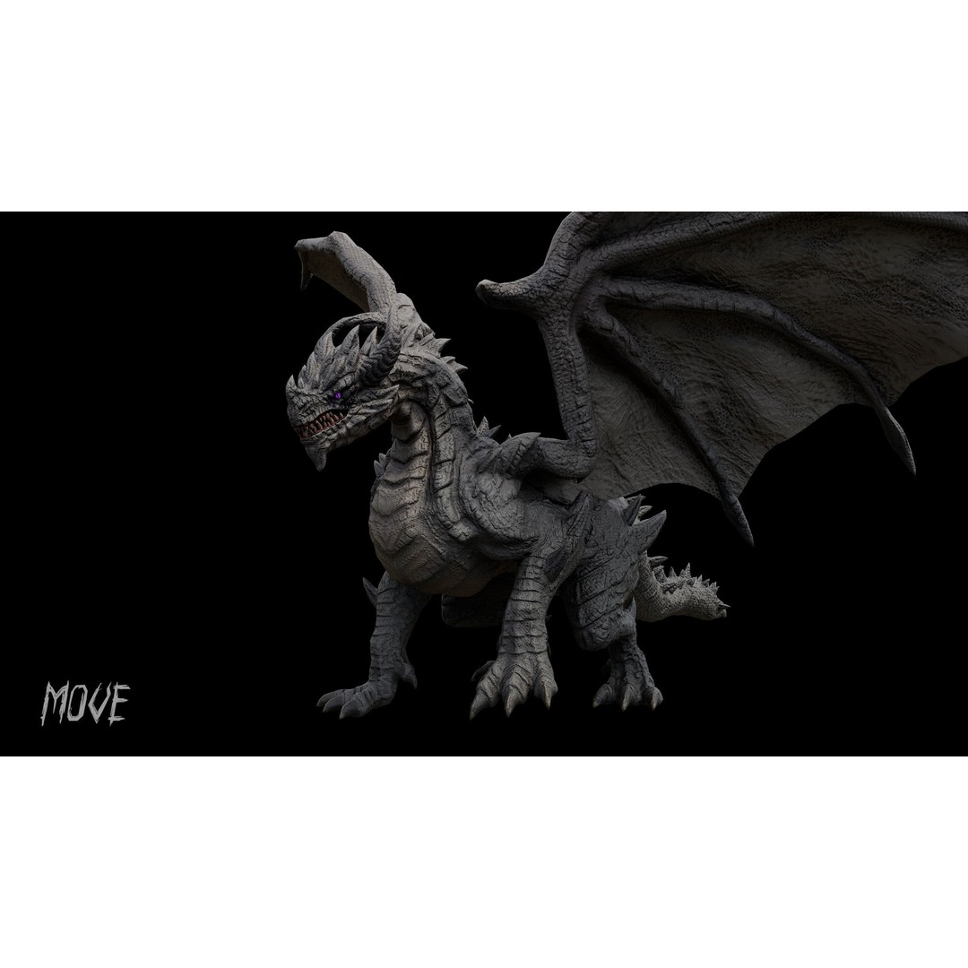 Ancient Dragon 3D Model – Low Poly Artifact Guardian, Rigged FBX - View 22