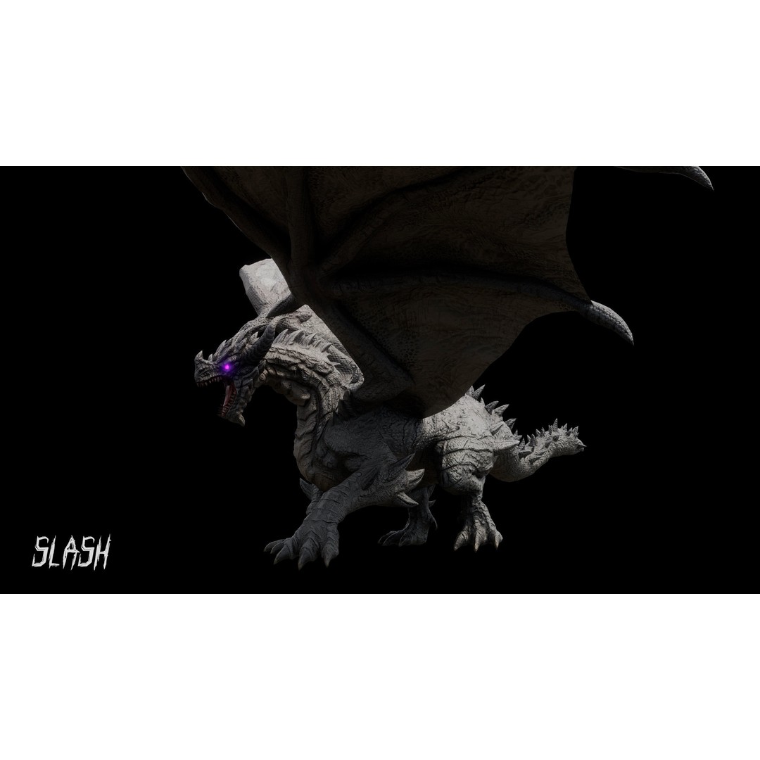 Ancient Dragon 3D Model – Low Poly Artifact Guardian, Rigged FBX - View 24