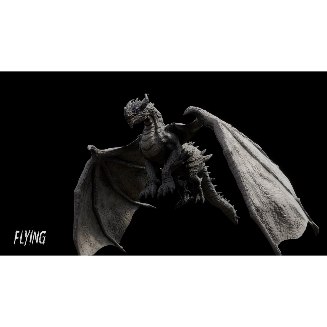 Ancient Dragon 3D Model – Low Poly Artifact Guardian, Rigged FBX - View 27