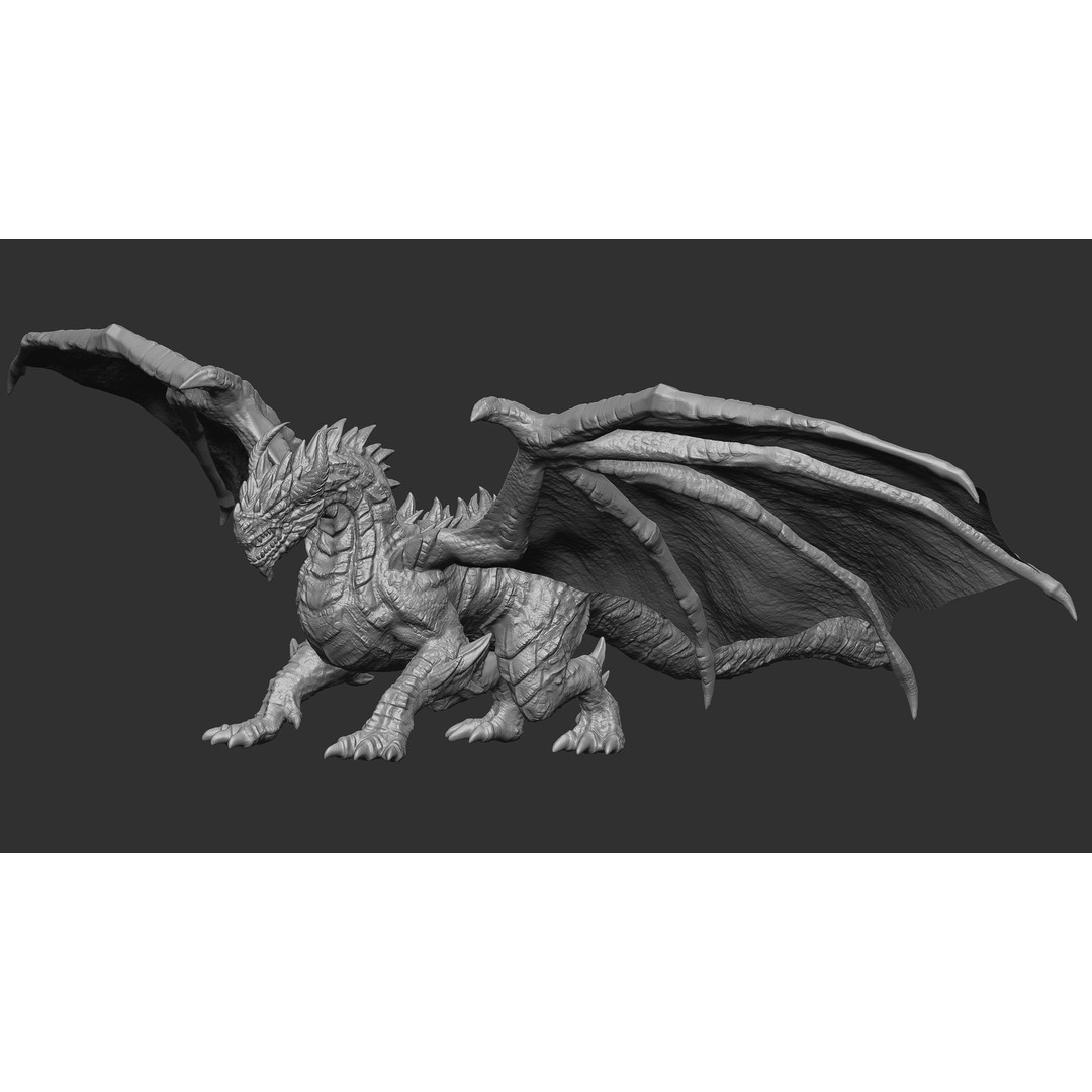 Ancient Dragon 3D Model – Low Poly Artifact Guardian, Rigged FBX - View 7
