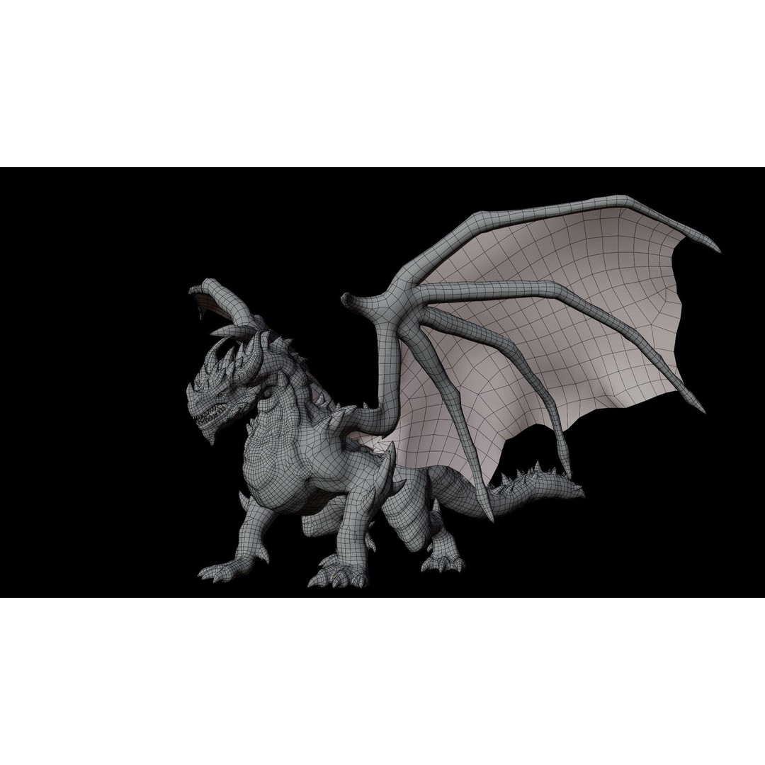 Ancient Dragon 3D Model – Low Poly Artifact Guardian, Rigged FBX - View 8
