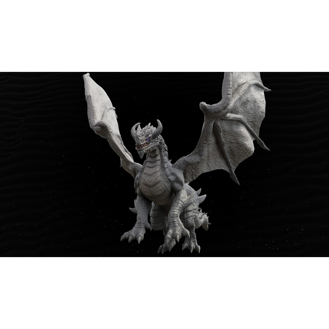 Ancient Dragon 3D Model – Low Poly Artifact Guardian, Rigged FBX - View 9