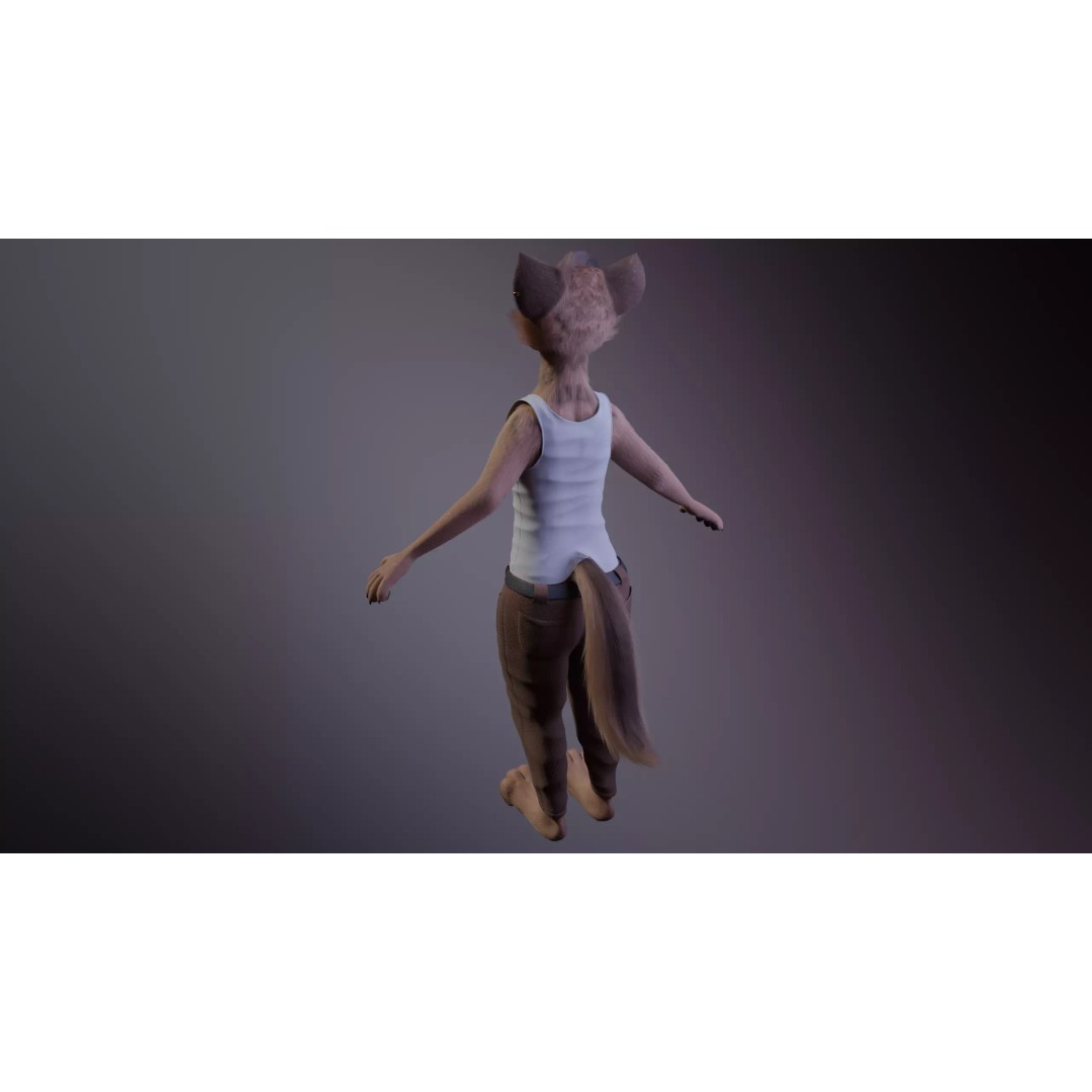 Kovu Anthro Wolf 3D Model – Low Poly Rigged Character, Blender & More - View 10