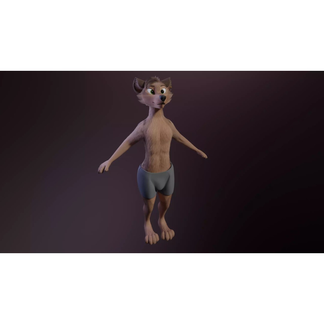 Kovu Anthro Wolf 3D Model – Low Poly Rigged Character, Blender & More - View 11