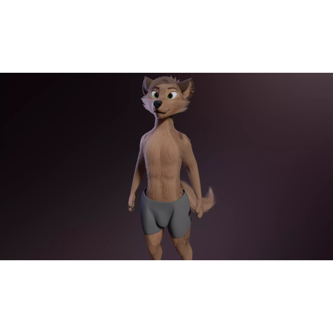 Kovu Anthro Wolf 3D Model – Low Poly Rigged Character, Blender & More - View 14