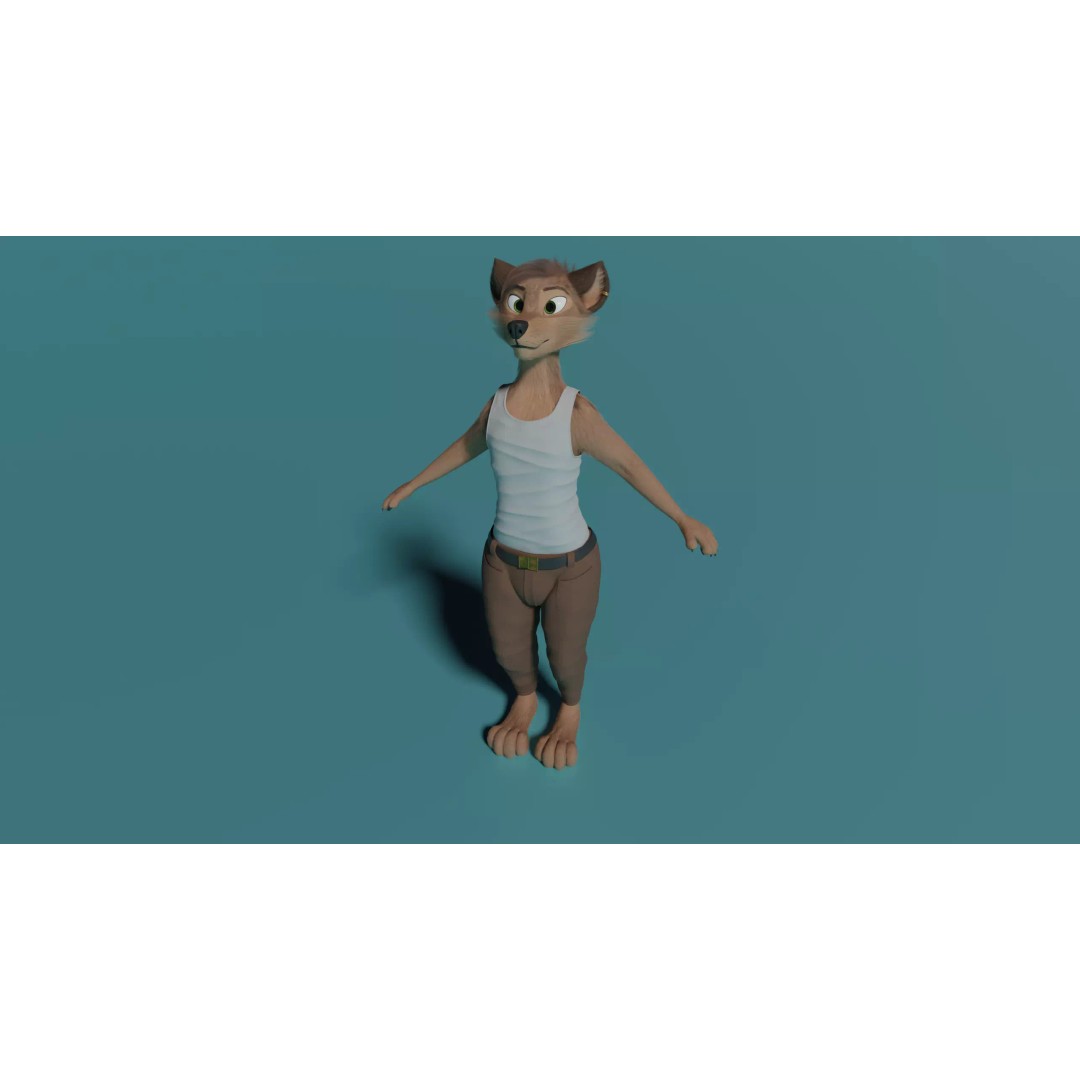 Kovu Anthro Wolf 3D Model – Low Poly Rigged Character, Blender & More - View 16