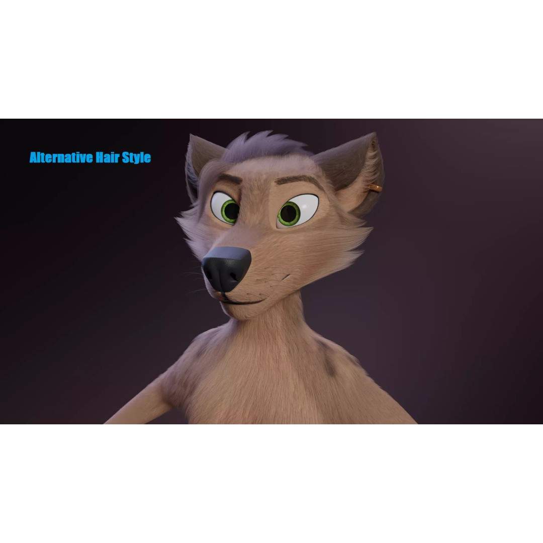 Kovu Anthro Wolf 3D Model – Low Poly Rigged Character, Blender & More - View 18