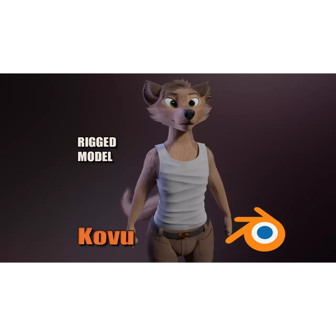 Kovu Anthro Wolf 3D Model – Low Poly Rigged Character, Blender & More - View 2